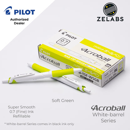 Pilot Acroball White-Barrel Fine Ballpoint Pen - BAB-15F-W - 0.7mm