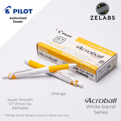 Pilot Acroball White-Barrel Fine Ballpoint Pen - BAB-15F-W - 0.7mm