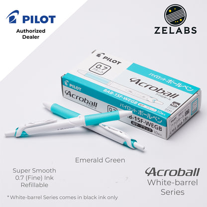 Pilot Acroball White-Barrel Fine Ballpoint Pen - BAB-15F-W - 0.7mm