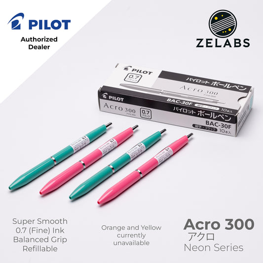 Pilot Acro 300 Neon Series Fine Ballpoint Pen - BAC-30F - 0.7mm