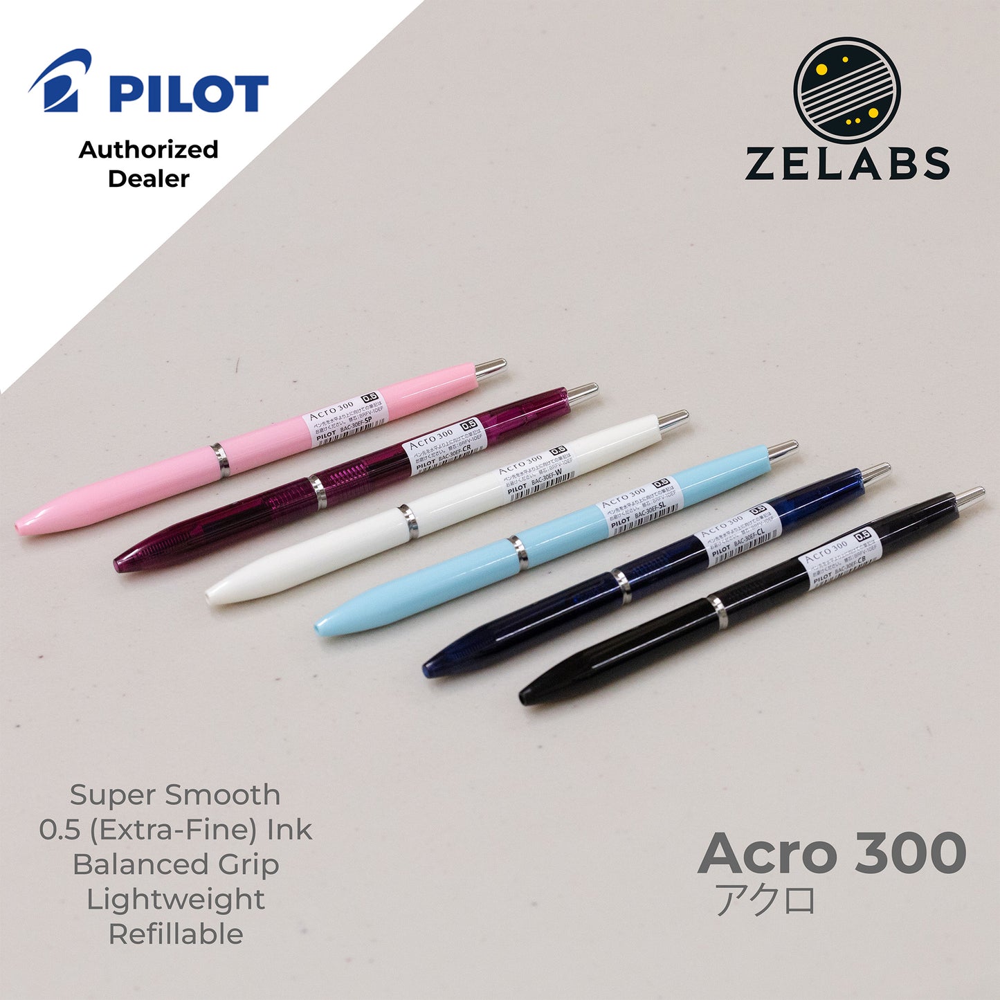 Pilot Acro 300 Extra Fine Ballpoint Pen - BAC-30EF - 0.5mm