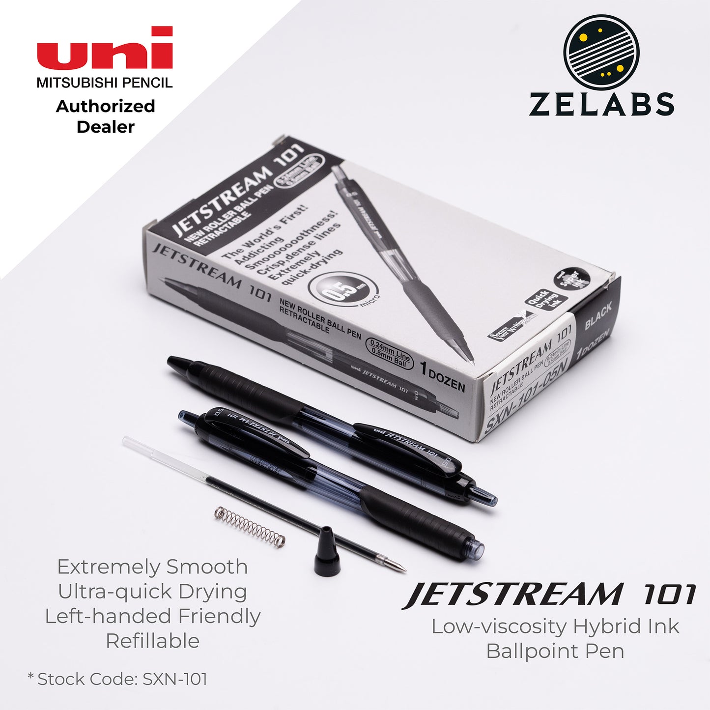 Uni Jetstream 101 Retractable Ballpoint Pen - SXN-101 - 0.5mm / 0.7mm