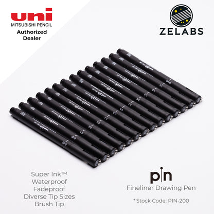 Uni Pin Fineliner Drawing Pen (Felt Tip) - PIN-200 - 0.03mm to 1.2mm