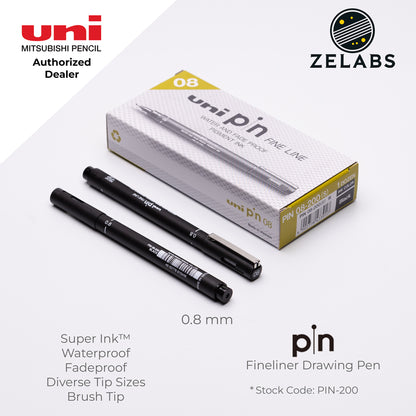 Uni Pin Fineliner Drawing Pen (Felt Tip) - PIN-200 - 0.03mm to 1.2mm