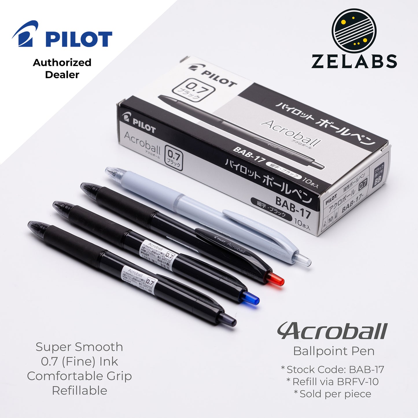 Pilot Acroball Fine Ballpoint Pen - BAB-17 - 0.7mm