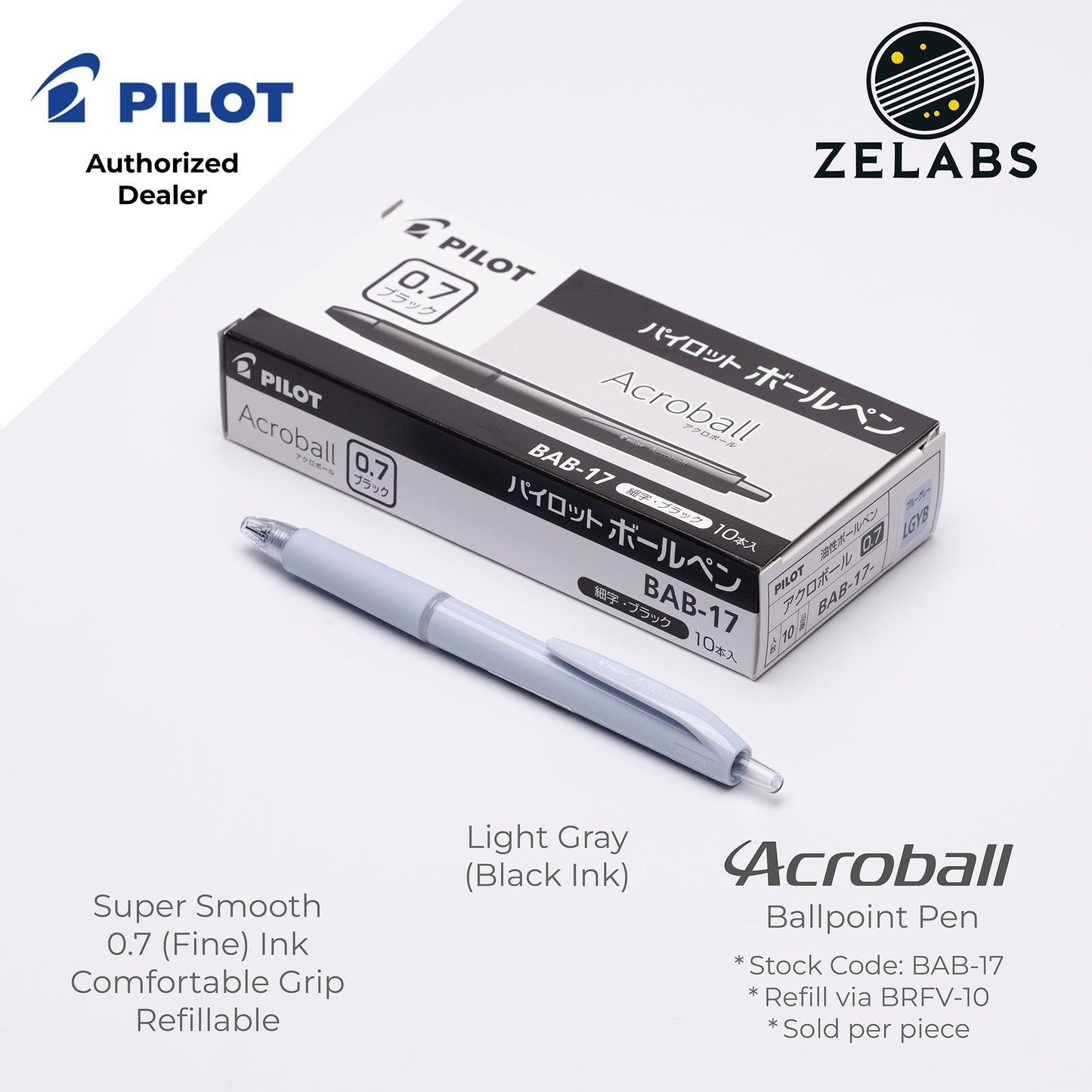 Pilot Acroball Fine Ballpoint Pen - BAB-17 - 0.7mm