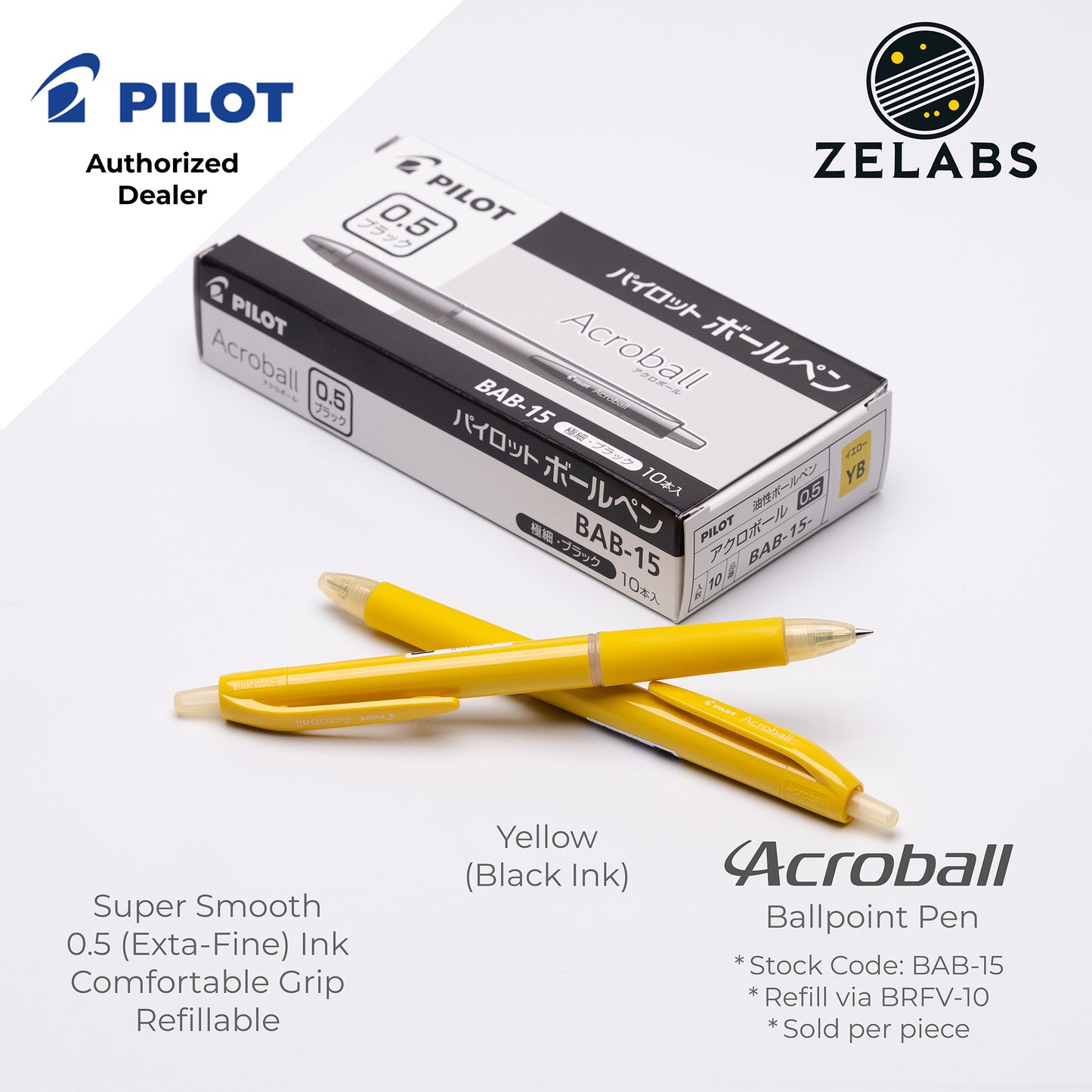 Pilot Acroball Extra Fine Ballpoint Pen - BAB-15 - 0.5mm