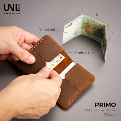 Unbranded Lab Primo Minimalist Bifold Leather Wallet - Crazy Horse / Full grain leather