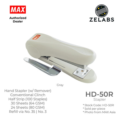 MAX HD-50R Stapler with Remover - Conventional Clinch Hand Stapler (Refill by No.35 Staples)