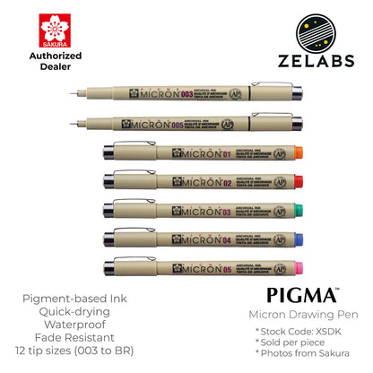 Sakura Pigma Micron Pen / Drawing Pen / Technical Pen - Authentic - XSDK - 003 to 12