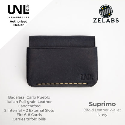 Unbranded Lab Suprimo Premium Minimalist Bifold Leather Wallet - Pueblo Italian Leather