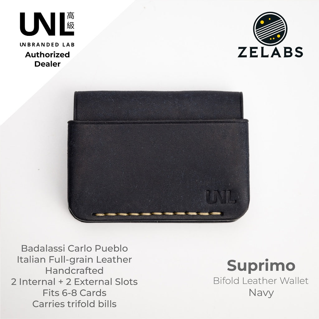 Unbranded Lab Suprimo Premium Minimalist Bifold Leather Wallet - Pueblo Italian Leather
