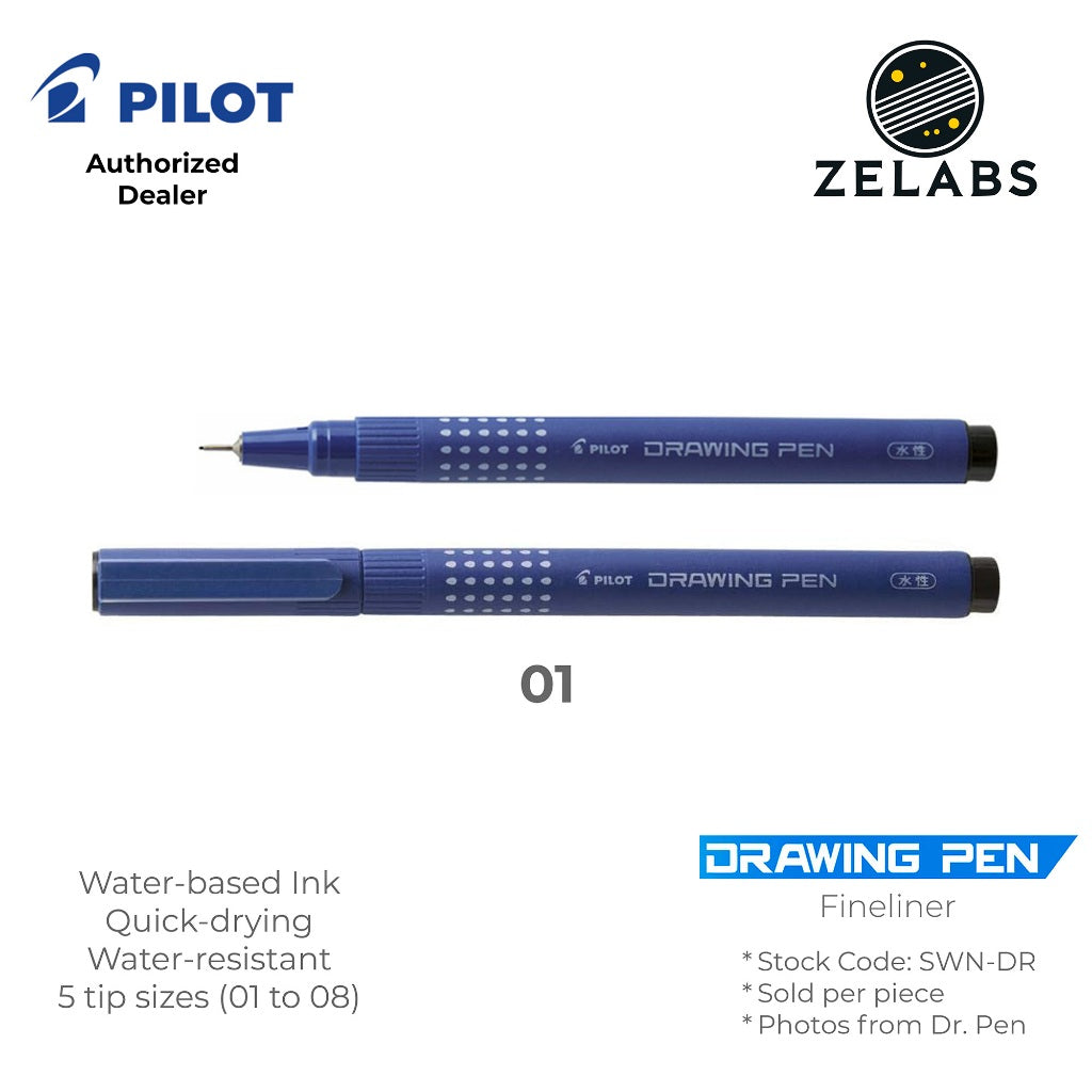 Pilot Drawing Pen Fineliner (Felt Tip) - Water-Based Ink - SWN-DR - 01 to 08