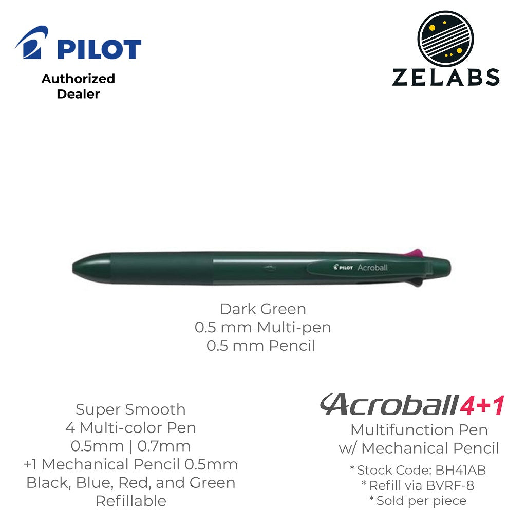 Pilot Acroball 4+1 Multifunction Ballpoint Pen with Mechanical Pencil - BH41AB - 0.5mm | 0.7mm