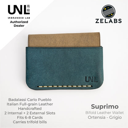 Unbranded Lab Suprimo Premium Minimalist Bifold Leather Wallet - Pueblo Italian Leather