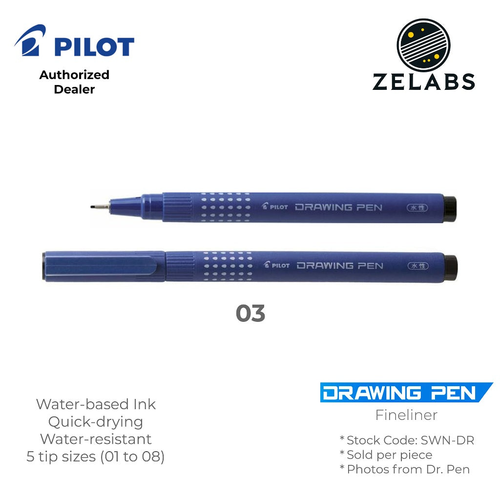 Pilot Drawing Pen Fineliner (Felt Tip) - Water-Based Ink - SWN-DR - 01 to 08