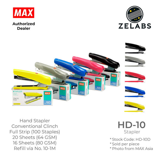 MAX HD-10D Stapler - Conventional Clinch Hand Stapler (Refill by No.10 Staples)