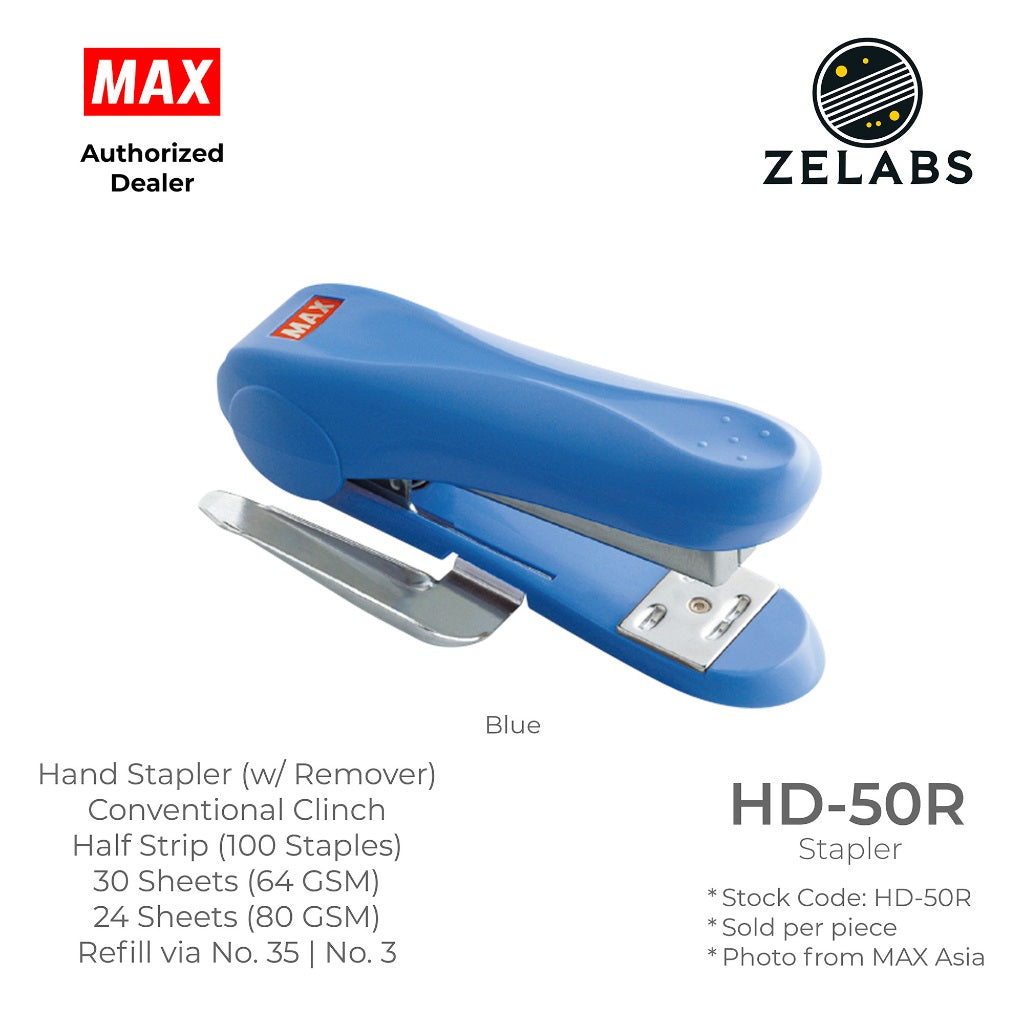 MAX HD-50R Stapler with Remover - Conventional Clinch Hand Stapler (Refill by No.35 Staples)