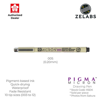 Sakura Pigma Micron Pen / Drawing Pen / Technical Pen - Authentic - XSDK - 003 to 12
