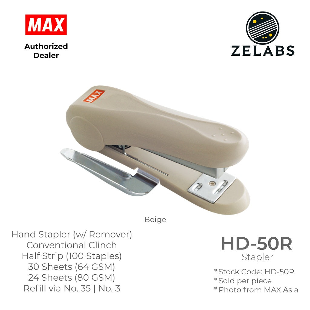 MAX HD-50R Stapler with Remover - Conventional Clinch Hand Stapler (Refill by No.35 Staples)