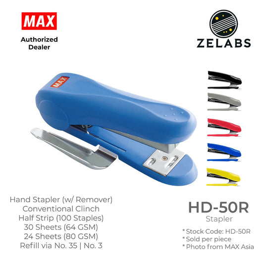 MAX HD-50R Stapler with Remover - Conventional Clinch Hand Stapler (Refill by No.35 Staples)