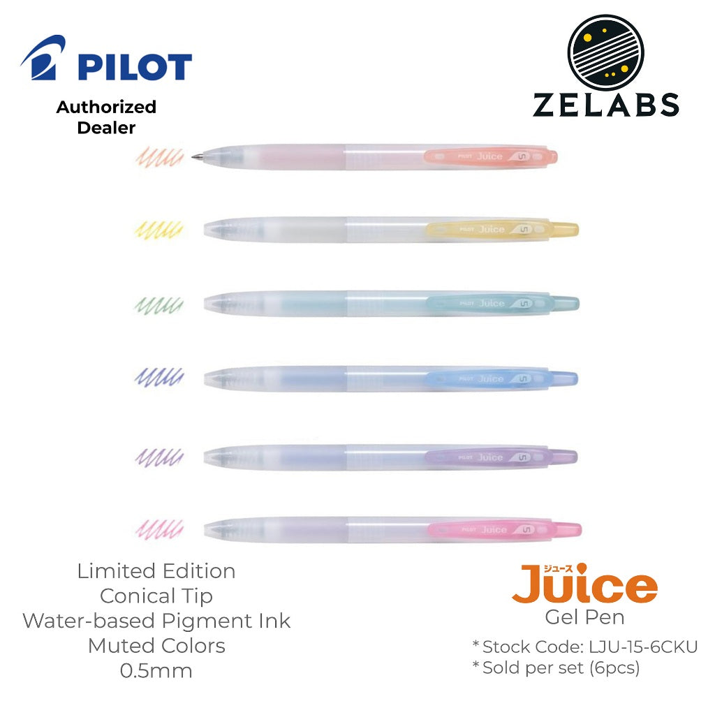 Pilot Juice Limited Edition Muted/Dusty Series Retractable Gel Pen 6-Color Set - LJU-15-6CKU - 0.5mm