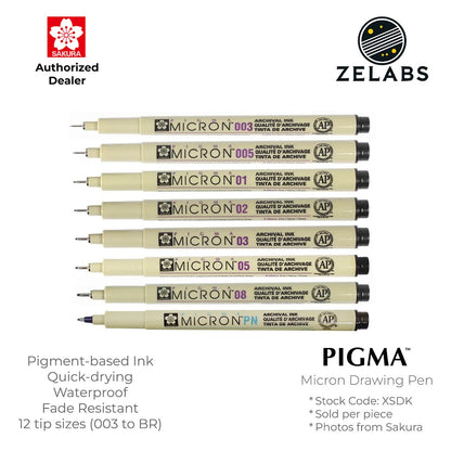 Sakura Pigma Micron Pen / Drawing Pen / Technical Pen - Authentic - XSDK - 003 to 12