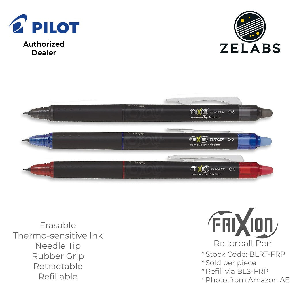 Pilot Frixion Point Clicker Erasable Retractable Rollerball Pen - BLRT-FRP5 - 0.5mm