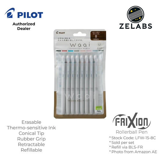 Pilot Frixion Waai Retractable Erasable Rollerball 8-Color Set - LFW-15-8C - 0.5mm