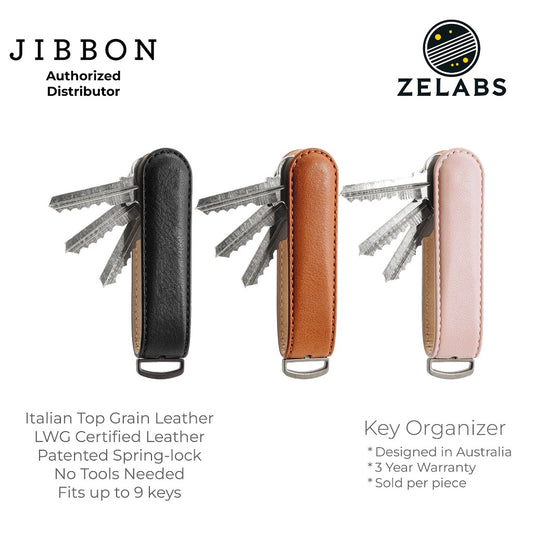 Jibbon Italian Premium Leather Key Organizer - Minimalist Compact EDC Key Holder - Keychain