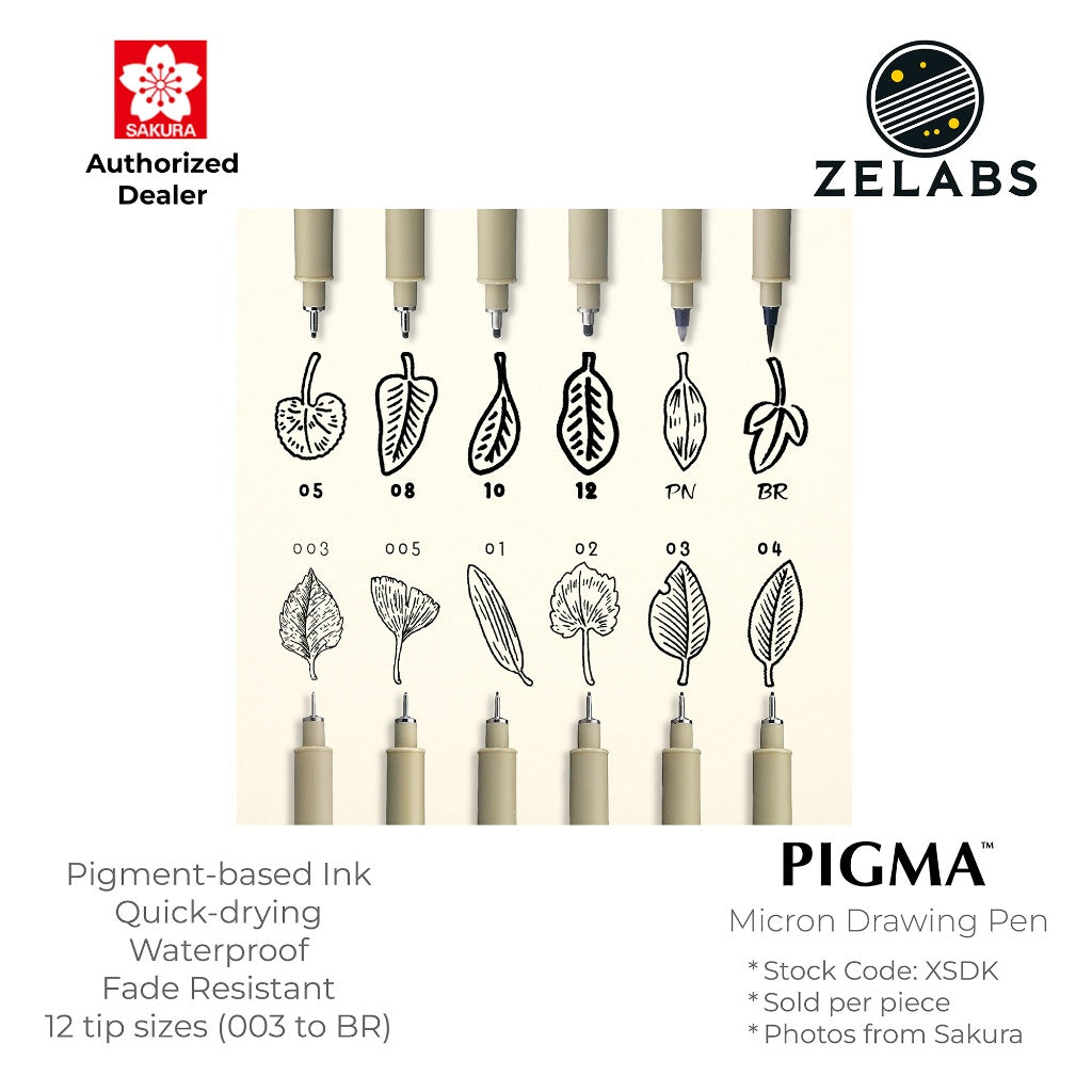 Sakura Pigma Micron Pen / Drawing Pen / Technical Pen - Authentic - XSDK - 003 to 12