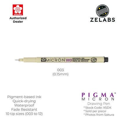 Sakura Pigma Micron Pen / Drawing Pen / Technical Pen - Authentic - XSDK - 003 to 12