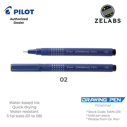 Pilot Drawing Pen Fineliner (Felt Tip) - Water-Based Ink - SWN-DR - 01 to 08