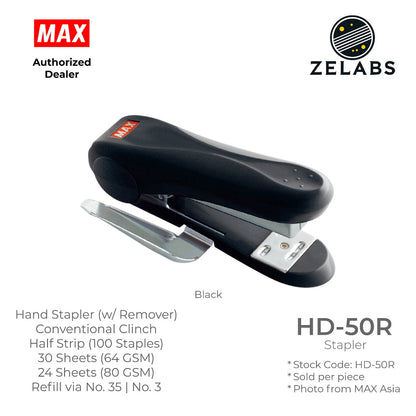 MAX HD-50R Stapler with Remover - Conventional Clinch Hand Stapler (Refill by No.35 Staples)