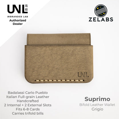 Unbranded Lab Suprimo Premium Minimalist Bifold Leather Wallet - Pueblo Italian Leather