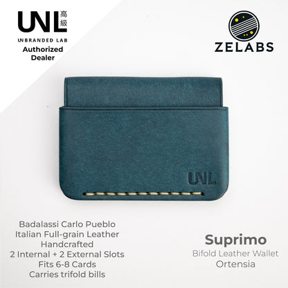 Unbranded Lab Suprimo Premium Minimalist Bifold Leather Wallet - Pueblo Italian Leather
