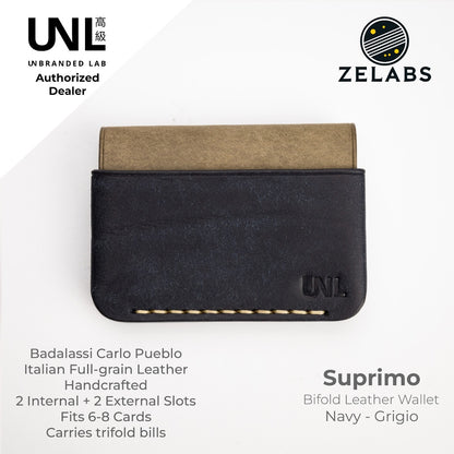 Unbranded Lab Suprimo Premium Minimalist Bifold Leather Wallet - Pueblo Italian Leather