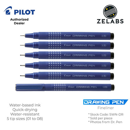 Pilot Drawing Pen Fineliner (Felt Tip) - Water-Based Ink - SWN-DR - 01 to 08