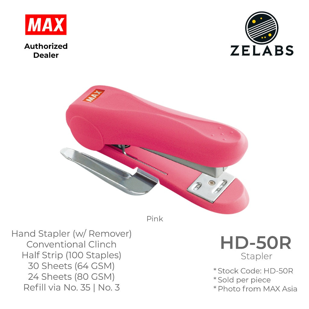 MAX HD-50R Stapler with Remover - Conventional Clinch Hand Stapler (Refill by No.35 Staples)