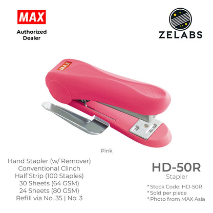 MAX HD-50R Stapler with Remover - Conventional Clinch Hand Stapler (Refill by No.35 Staples)