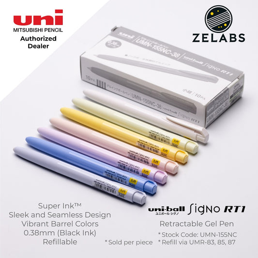Uni Uni-Ball Signo RT1 Retractable Gel Pen (Pastel Barrel Color) - UMN-155NC - 0.38mm