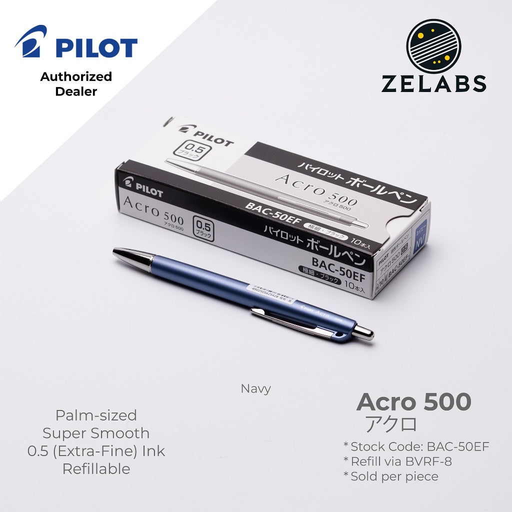 Pilot Acro 500 Micro Fine Ballpoint Pen (Palm-sized) - BAC-50MF - 0.3mm