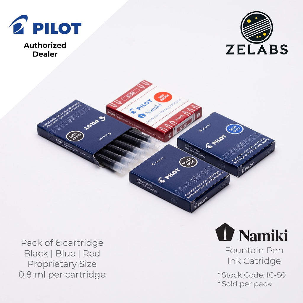 Pilot Namiki Fountain Pen Ink Cartridge (6pc pack) - IC-50 - Black | Blue | Red