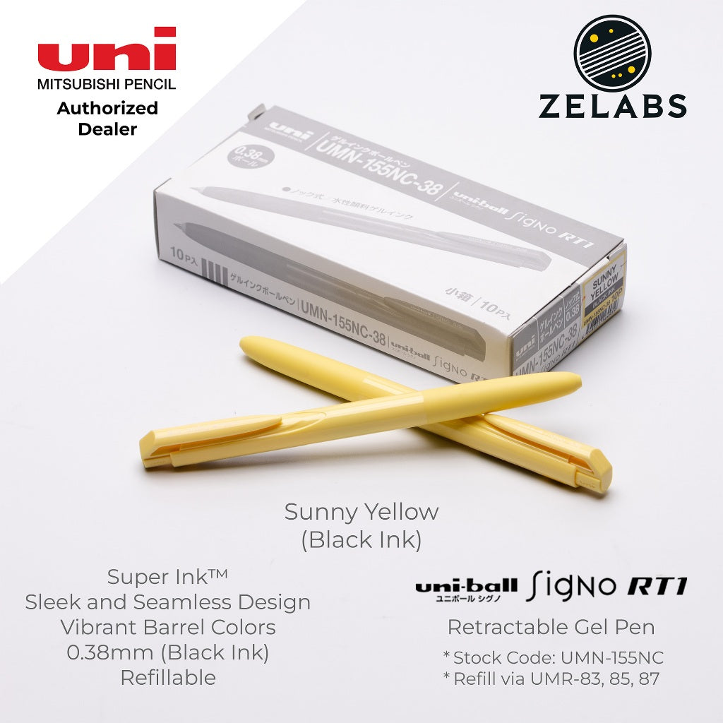 Uni Uni-Ball Signo RT1 Retractable Gel Pen (Pastel Barrel Color) - UMN-155NC - 0.38mm