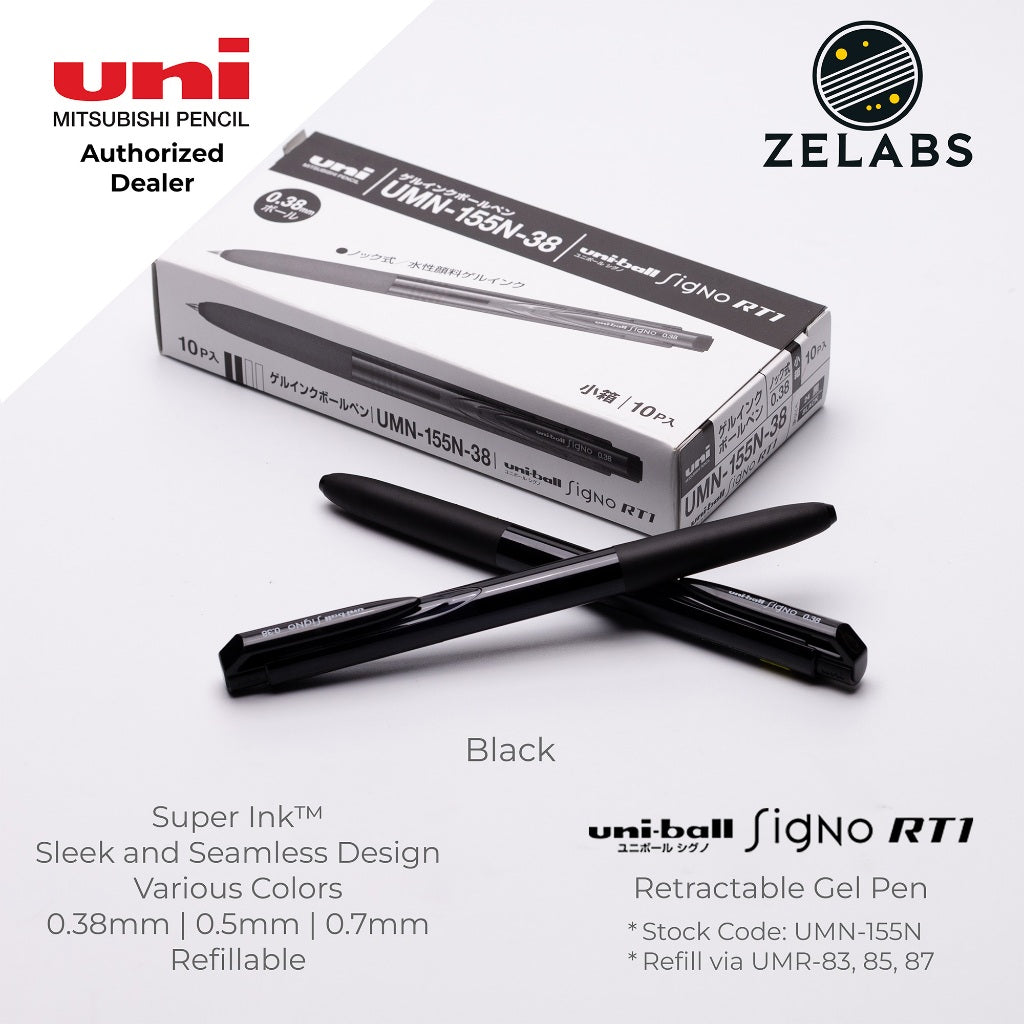 Uni Uni-Ball Signo RT1 Retractable Gel Pen - UMN-155N - 0.38mm | 0.5mm | 0.7mm
