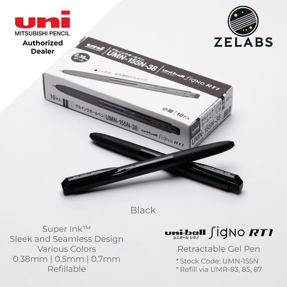 Uni Uni-Ball Signo RT1 Retractable Gel Pen - UMN-155N - 0.38mm | 0.5mm | 0.7mm