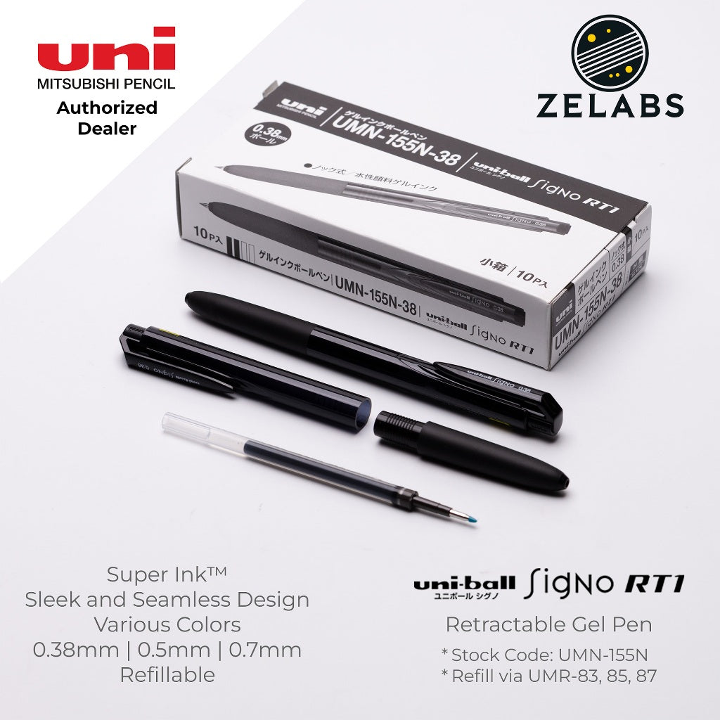 Uni Uni-Ball Signo RT1 Retractable Gel Pen - UMN-155N - 0.38mm | 0.5mm | 0.7mm