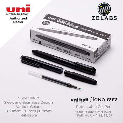 Uni Uni-Ball Signo RT1 Retractable Gel Pen - UMN-155N - 0.38mm | 0.5mm | 0.7mm