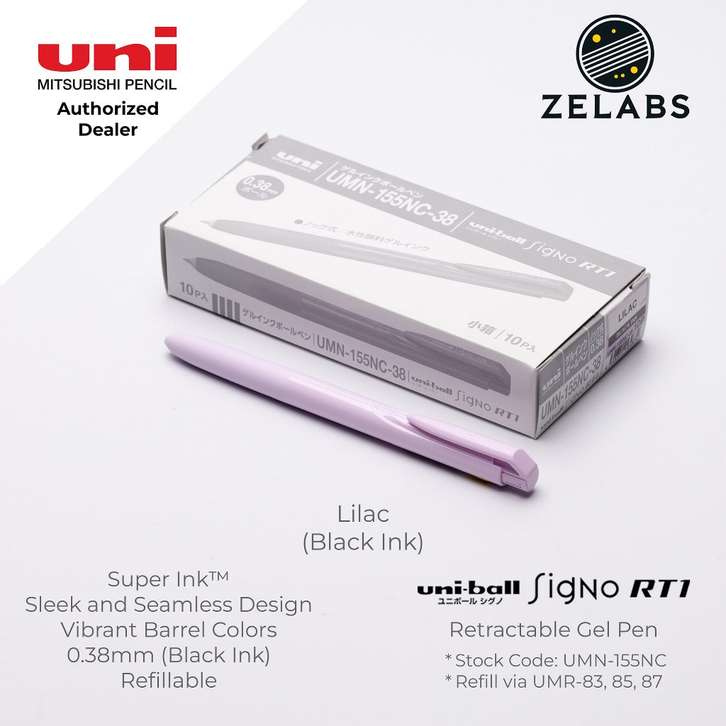 Uni Uni-Ball Signo RT1 Retractable Gel Pen (Pastel Barrel Color) - UMN-155NC - 0.38mm