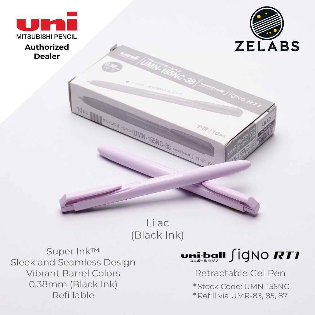 Uni Uni-Ball Signo RT1 Retractable Gel Pen (Pastel Barrel Color) - UMN-155NC - 0.38mm